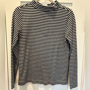 LOFT Navy and White Striped Mockneck